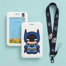 Syn Shop Siyah Beyaz Batmannn Desenli Boyun Askı Ipli Kartlık Yaka Kartı Kimlik ve Personel Kartı Tutucu Okul Iş Yeri Için