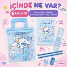 Syn Shop Sevimli Tavşan Cinnamorolll Desenli Kırtasiye Seti Çantalı Kalemlik Not Defteri Cetvel 2 Kurşun Kalem Silgi Kalemtıraş