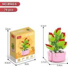 Syn Shop Sukulent Cotyledon Tomentosa Saksı Çiçek Dekor 76PARÇA Bricks Yapı Blok 3 Boyutlu Puzzle Oyuncak