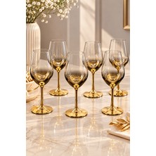 Yzhome 6 Lı Gold Kaplama Cam Ayaklı Kokteyl Meşrubat Şarap Bardağı Bardak 250ML