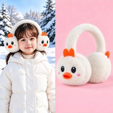 Syn Shop Sevimli Ördek Lalafan Beyaz Erkek Genç Kız Çocuk Peluş Kulaklık Kedi Tüylü Kışlık Kulak Isıtıcı Şapka Soğuk Geçirmez