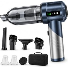 Ahv-06 22.000PA Kablosuz Katlanabilir Araç Süpürgesi Brushless Motorlu 3 Kademeli Güçlü Vakum ve Hava Üfleme Özellikli Hepa Filtreli Şarjlı Oto El Süpürgesi Lacivert