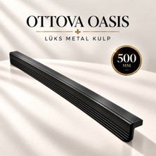 Badem10 Ottova Oasis Siyah 480 mm 48 cm Metal Mobilya Mutfak Çekmece Dolap Dolabı Kapak Kulpu Kulbu Kulpları