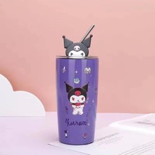 Syn Shop Kuromi Suluk Matara Pipetli 304 Çelik Termoslu Bardak 600ML Okul Ofis Her Yerde Sıcaklığı Koruma
