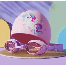 Syn Shop Unicorn Tek Boynuz At Deniz Havuz Gözlüğü Ayarlı Kız Çocuk Bone Su Sızdırmaz Buğu Önleyici Uv Koruma