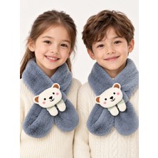 Syn Shop Kawaiii Teddy Bear Ayıcık Desenli Kız Erkek Çocuk Bebek Peluş Atkı Yumuşak Dokulu Kışlık Boyunluk