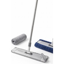 Mayaglory Mikrofiber Multi Mop - Istenilen Bezle Kullanılabilen Paspas - 45 cm Ekstra Geniş Başlık - 120 cm Çelik Saplı Yüzey Temizleyici Seti