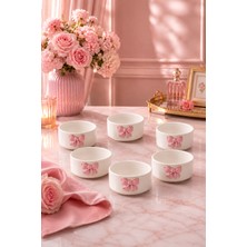 Yzhome 6 Lı Porselen Pembe Kurdele Sosluk Lokumluk Kase 50ML