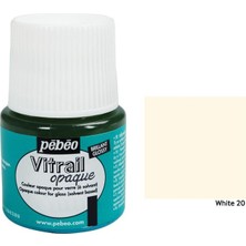 Pebeo Vitrail 45 ml Cam Boyası - 20 Beyaz Opaque ile Solvent Bazlı Kullanım