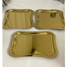 Bomii 6 Adet Çelik Gold Italyan Model Sunum Tepsisi 21 * 26 cm