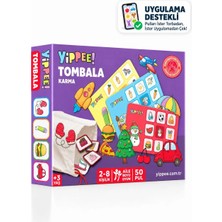 YİPPEE Yılbaşı Çocuk Tombala Oyunu | Yeni Yıl Temalı (Yılbaşı Hediyesi) | 8 Tabla | 50 Plastik Pul | Bez Kese