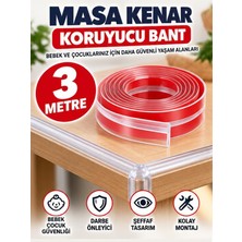 Bomii 3 Metre Şeffaf Silikon Masa Kenar Koruyucu Bant Bebek Çocuk Güvenlik Köşe Koruyucu, Darbe Önleyici Yapışkanlı