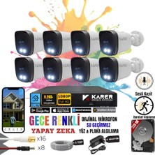 Bomii 8 Kameralı Full Hd Sesli Ahd Güvenlik Seti, 8 Kanal Dvr, 320 GB Hdd, Renkli Gece Görüşü, Yüz ve Araç Algılama