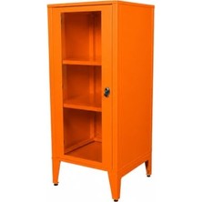 Bomii Ziglat 1110 Serisi Kilitli Metal Home Office Dolabı Cam Kapaklı Turuncu 450X1050X450 mm