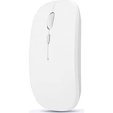 Bomii AL2675 Çift Modlu Bluetooth Kablosuz Mouse, 1600 Dpı Şarj Edilebilir 2.4 Ghz Beyaz