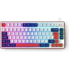 Bomii 75 Rgb Q Membrane Mekanik Hisli Oyuncu Klavyesi, Beyaz/lacivert/kırmızı