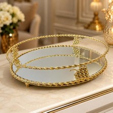 Bomii Sleepnova Gold Üzüm Motifli Aynalı Oval Dekoratif Tepsi