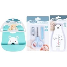Bomii Bebek Bakım Seti(Tırnak Makası Seti+Silikon Önlük+Banyo Derecesi) Mavi Beyaz SV507-01-25