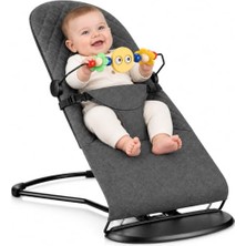 Bomii Lüks Cotton Bebek Ana Kucağı, 3 Kademeli Sallanan, Katlanabilir Ergonomik Dinlenme Koltuğu, Emniyet Tokalı, Oyuncak Aparatlı Tasarım, Kaydırmaz Tabanlı, Yumuşak Kılıflı Seyahat Bebek Ana Kucağı
