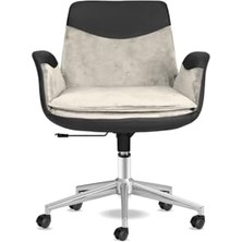 Bomii Storm Ofis Sandalyesi Krom Ayaklı Ergonomik Çalışma Koltuğu Dayanıklı Kumaş (Krem)