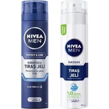 Bomii Men Protect & Care Tıraş Jeli 200 Ml, Kuru Ciltler Için X2 + Men Hassas Tıraş Jeli 200 Ml, Hassas Ciltlere Özel Hassas Ciltere Özel