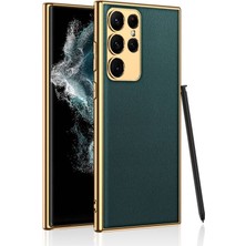 Tele Shop Samsung Galaxy S23 Ultra Deri Görünümlü Kenarları Elektroplatin Kaplama Fizyon Kılıf – Mlk