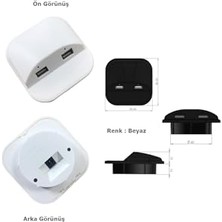 Bomii Çalışma Masası Için Masa Üstü USB Şarj Cihazı, Beyaz, Ikili USB Çıkışı