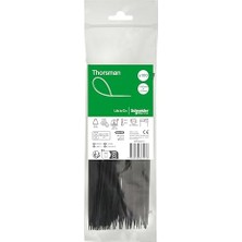 Bomii Thorsman Kablo Bağı, 100 Adet, Poliamid, 200 x 2,5 Mm, Renk Siyah, Farklı Boyutlarda, Düz Yuvarlatılmış Kenarlar, Süper Dayanıklı, Kendinden Emniyetli Kablo Bağı, Kablo Yönetimi