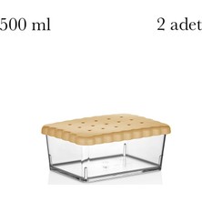 Bomii Saklama Kabı, Bisküvi Kapaklı 500 Ml, 2'li Set, Şeffaf Crystal (Mika) Plastik Bpa Içermez