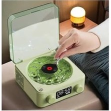 Bomii Waves Nostalji Plak Görünümlü Bluetooth Hoparlör, 3D Ses Dalgası, Retro Müzik Plak, Gece Lambası, Yeşil BBSP03YESIL