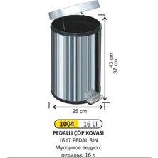 Marvielle 1004 - 16 Lt Pedallı - Çöp Kovası