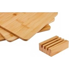Bomii Kitchenboost Bambu Standlı 3'lü Kesme Sunum Tahtası Seti- Bambu Sunumluk