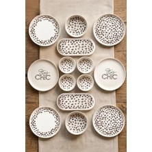 Bomii 14 Parça 6 Kişilik Stackable Leopar Kahvaltı Seti