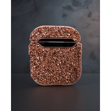 TeknoKapsül Apple Airpods 2 (2.nesil) Mira Taşlı Kılıf - Rose Gold