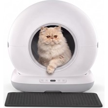 Bomii SCE001 Akıllı Otomatik Kedi Tuvaleti, Uygulama ile Uzaktan Kontrol, 75 L Hazne, Kendi Kendini Temizleyen, Koku Önleyici, Elekli Paspas + 15 Çöp Torbası Hediyeli (Beyaz)
