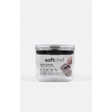 Bomii Softchef Click'n Fresh Hava Geçirmez Kare Plastik Erzak Kabı 700 ml - Vakumlu Tek Tuş Kapaklı Şeffaf Plastik Bakliyat, Bpa Içermez (10,5X10,5X9 Cm), Un ve Şeker Saklama Kabı