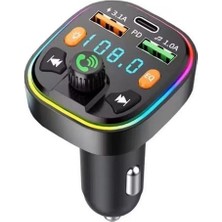 Bomii Bluetooth Araç Çakmaklık Fm Transmitter Işıklı, Type-C Hızlı Şarj, Araç Şarj Cihazı, Mp3 Çalar