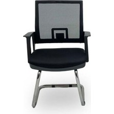 Bomii Atom Ofis Rita Siyah Misafir Bekleme Koltuğu, Mesh Sırtlık, Metal Ayak, Sabit Profil, 50X46X95 cm