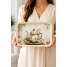 Bomii English Tea 20X30 cm Dekoratif Servis Tepsisi – Vintage Sunum Çay ve Kahve Tepsisi | Hediyelik