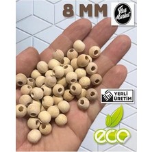 Bomii 8 mm Ham Ahşap Boncuk (50 Gram Ort 205 Adet) Delik Çapı 3 mm Makrome Takı Bileklik Tahta