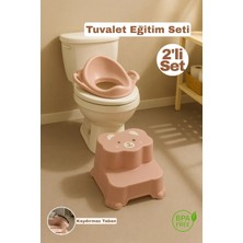 Marvielle 2'li Tuvalet Eğitim Seti - Basamaklı Çocuk Taburesi ve Kulplu Klozet Adaptö - Klozet Adaptörü & Lazımlık
