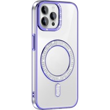 TeleZone iPhone 12 Pro Pırlanta Taş Tasarımlı M-Safe Şarj Özellikli Karetta Silikon Kapak