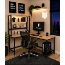 Bomii Pro 140 cm Oyuncu Masası, Led'li, Bilgisayar Masası, Metal Ayaklı, Çam