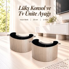 Badem10 Şık Kemer Ayak Bal Köpüğü Vizon C Tipi 20 cm 2 Adet Konsol Tv Ünitesi Mobilya Ayağı Modern Tasarımlı