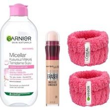 Bomii Skin Naturals Micellar Kusursuz Makyaj Temizleme Suyu (400 Ml) & Maybelline New York Instant Anti Age Eraser Kapatıcı 01 Light + Hediye Havlu Bileklik 2'li Set