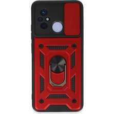 Zenviaa Mey Ithalat®  Redmi 12C Kılıf Pars Lens Yüzüklü Silikon - Kırmızı ZNV20296545
