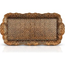 Marmara Avm Osmanlı Motifli Küçük Metal Servis Tepsisi – Dekoratif Sunum Tepsisi, 36 x 18 Cm, 306 G (Antik Yeşil)
