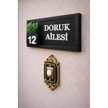 Bomii Kişiye Özel Ahşap Kapı Isimliği Çiçekli Antrasit – 10X20 cm Mdf Dekoratif Kapı Tabelası (Siyah)