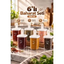 Porsima 4360 6lı Kaydırmalı Kendinden Kaşıklı Sızdırmaz Kapaklı Etiketli Baharatlık Seti - Saklama Kabı