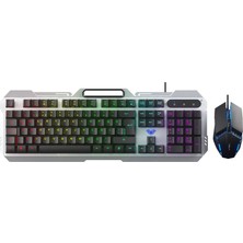 Aula F2023 Gaming Türkçe Q Rainbow Membran USB Bağlantılı Oyun Klavye Mouse Seti RGB Işıklandırma